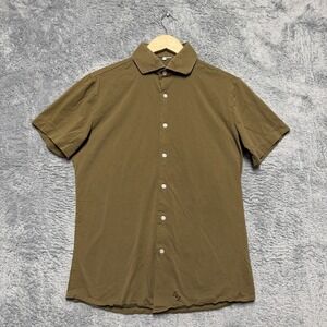 State Liberty Shirt Mens M Athletic Fit Brown Cotton 4 Way Stretch Casual READ